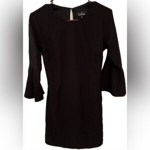 LULUS Black Bell Sleeve Tie Dress, Size S